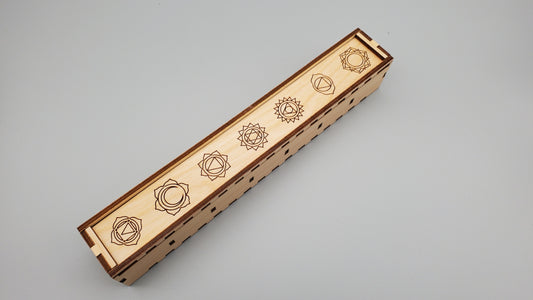 Wooden Chakra Box with 7 Stones